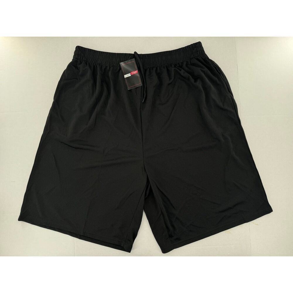 Jump Start Mens Shorts Size 5XL Athletic Basketball Black 10” Inseam Elastic NWT